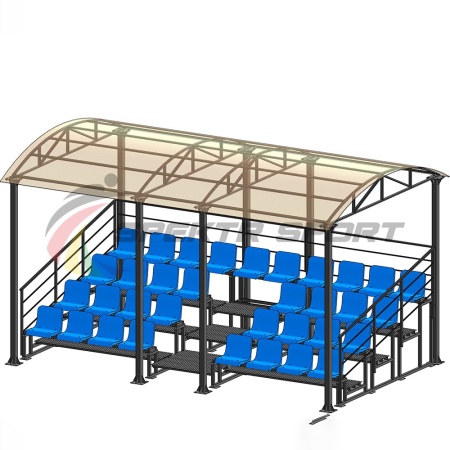 Купить Трибуна для зрителей 4 ряда на 34 места с навесом и перилами в Кинеле 
